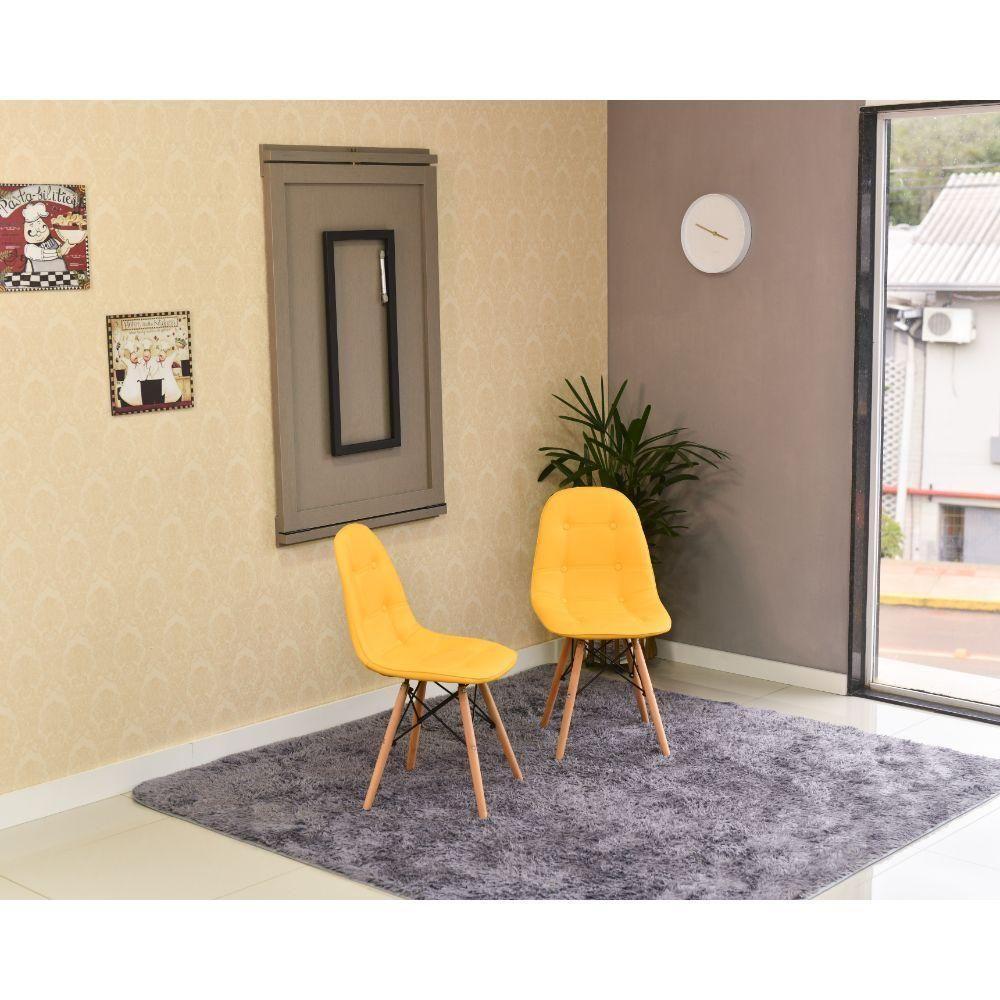 Kit Mesa Dobrável Retrátil 120x75 com 2 Cadeiras Charles Eames Botonê Amarela - 6