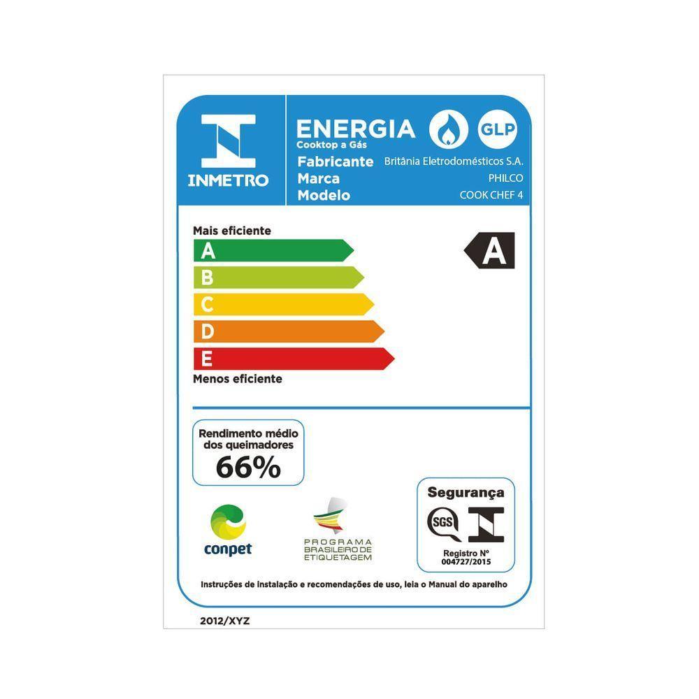 Cooktop a Gás Philco 4 Queimadores Cook Chef Bivolt - 7