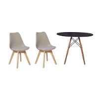 Kit Mesa Jantar Eiffel 120cm Preta + 02 Cadeiras Leda - Nude - 12