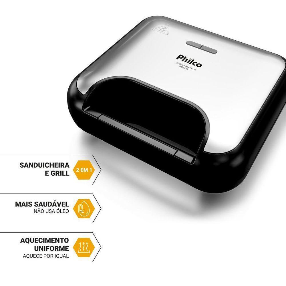 Sanduicheira E Grill Philco Inox 2 Em 1 PGR27A 750W 220V - 5