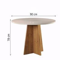 Conjunto De Mesa Sala De Jantar Redonda 0,90m 4 Cadeiras Sone Veludo Viero Madeirado / Marfim