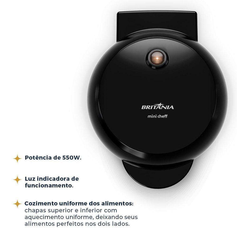 Mini Waffle Maker Britânia 550W Chapas Antiaderentes BWM01A 110V - 4