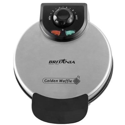 Máquina de Waffle Golden 850W 220V Prata com Placas Antiaderentes Britânia