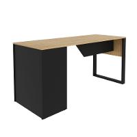Mesa Para Escritório 160cm Com 2 Prateleiras Amêndoa/preto