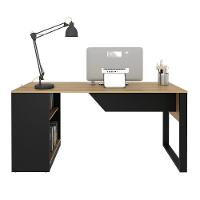 Mesa Para Escritório 160cm Com 2 Prateleiras Amêndoa/preto - 7