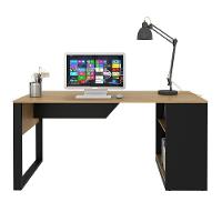 Mesa Para Escritório 160cm Com 2 Prateleiras Amêndoa/preto - 8