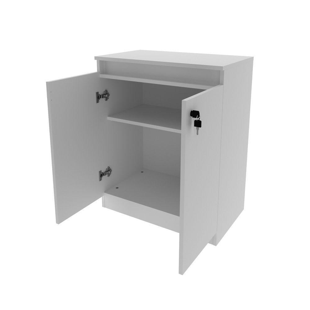 Balcão Para Escritório 60cm Com 1 Prateleira 2 Portas E Chave Branco - 7