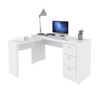 Mesa Para Escritório Com Mesa De Apoio E 3 Gavetas Branco - 3