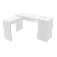 Mesa Para Escritório Com Mesa De Apoio E 3 Gavetas Branco - 6