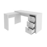 Mesa Para Escritório Com Mesa De Apoio E 3 Gavetas Branco - 9