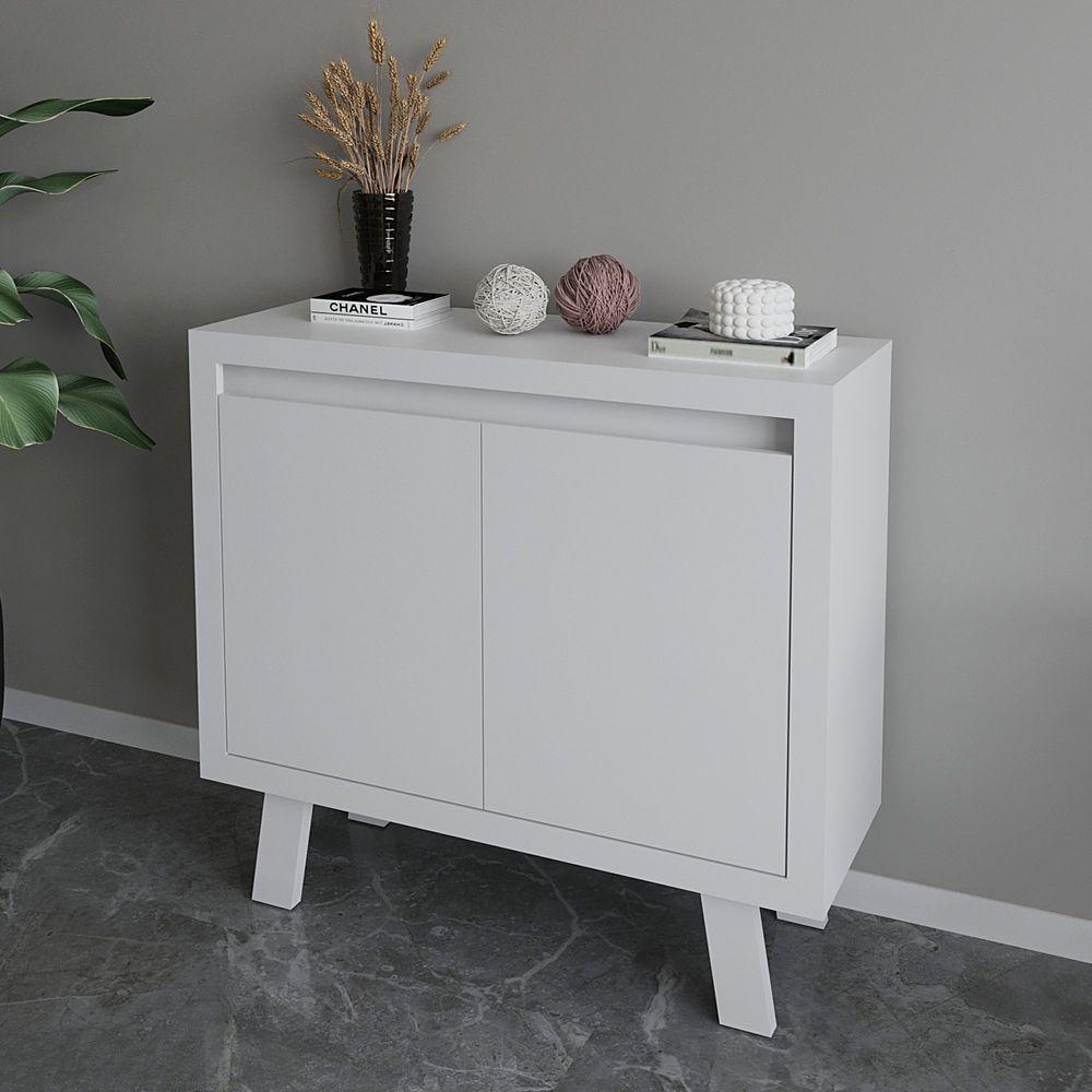 Balcão Para Escritório 90cm Com 2 Portas E 1 Prateleira Branco - 1