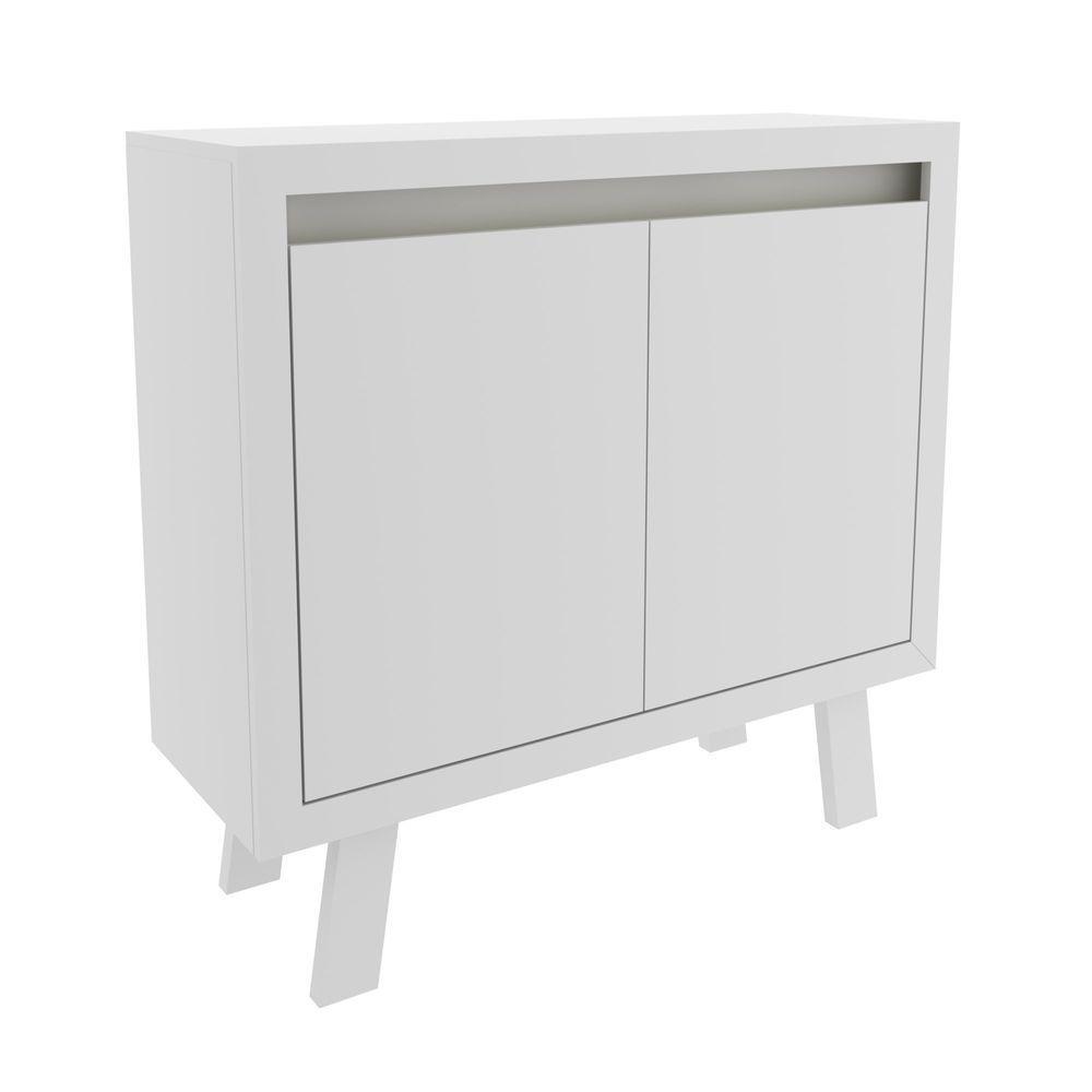 Balcão Para Escritório 90cm Com 2 Portas E 1 Prateleira Branco - 4