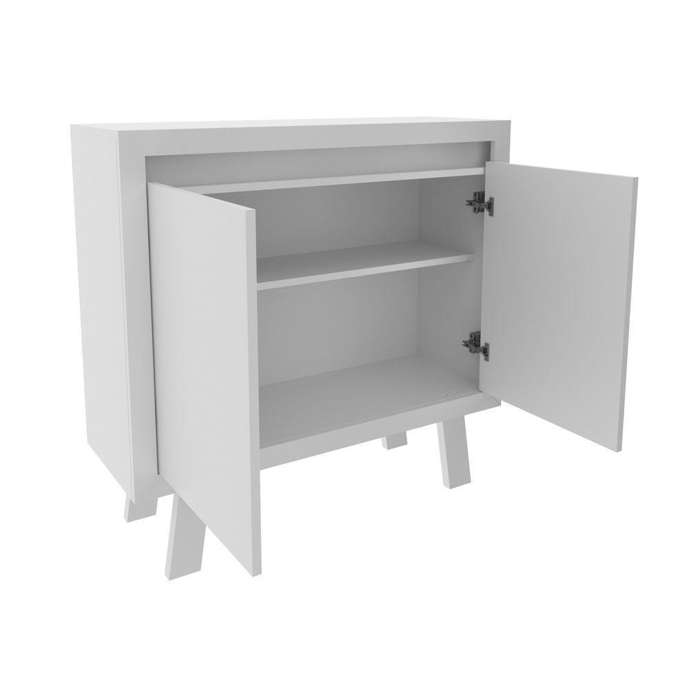 Balcão Para Escritório 90cm Com 2 Portas E 1 Prateleira Branco - 5