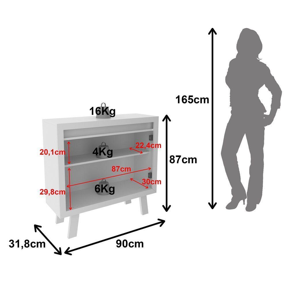 Balcão Para Escritório 90cm Com 2 Portas E 1 Prateleira Branco - 6