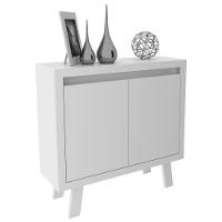 Balcão Para Escritório 90cm Com 2 Portas E 1 Prateleira Branco - 2