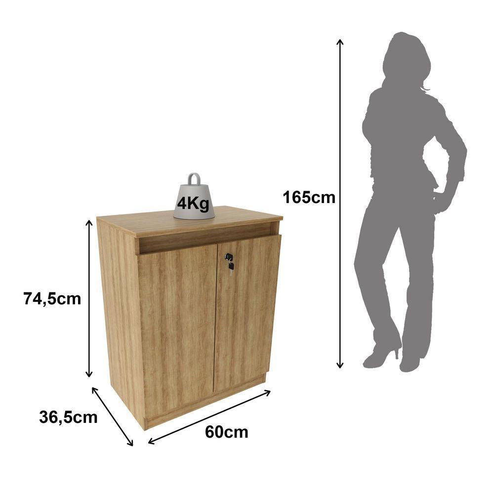 Balcão Para Escritório 60cm Com 1 Prateleira 2 Portas E Chave Amêndoa - 3