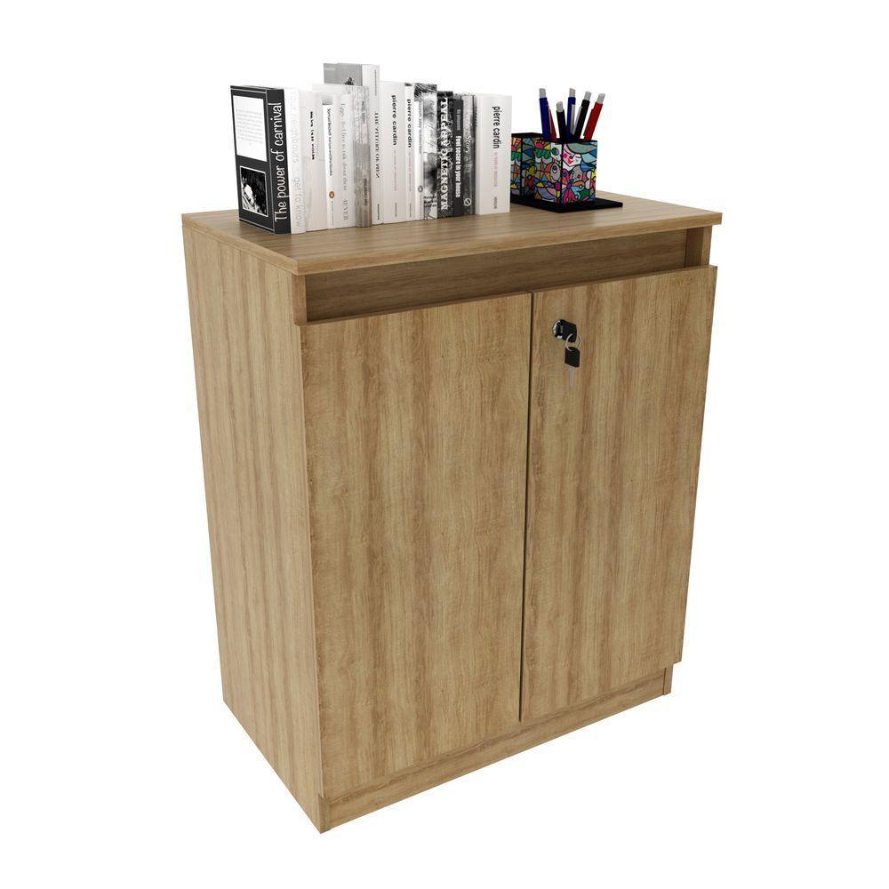 Balcão Para Escritório 60cm Com 1 Prateleira 2 Portas E Chave Amêndoa - 4