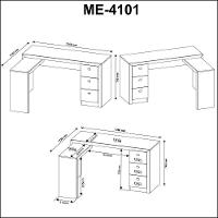 Mesa Para Escritório Com Mesa De Apoio E 3 Gavetas Amêndoa - 3