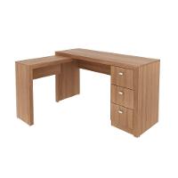 Mesa Para Escritório Com Mesa De Apoio E 3 Gavetas Amêndoa - 6