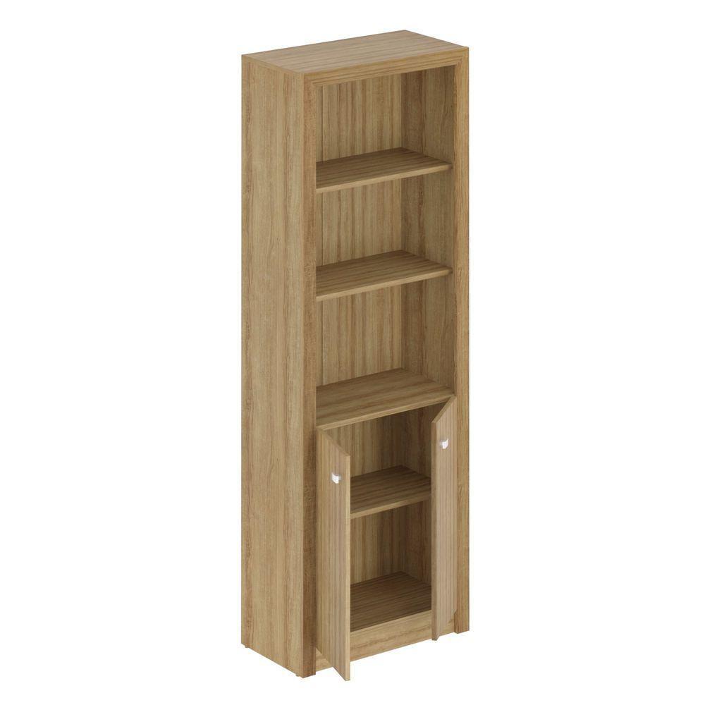 Armário Alto Para Escritório 171,5x60cm Com 2 Portas E 5 Prateleiras Amêndoa - 4