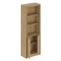 Armário Alto Para Escritório 171,5x60cm Com 2 Portas E 5 Prateleiras Amêndoa