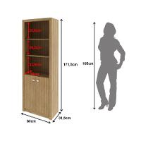 Armário Alto Para Escritório 171,5x60cm Com 2 Portas E 5 Prateleiras Amêndoa - 6