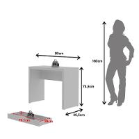 Escrivaninha Para Escritório 90cm Com 1 Gaveta Branco - 5