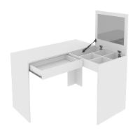 Penteadeira Escrivaninha Para Canto Com Espelho E 1 Gaveta Branco - 5