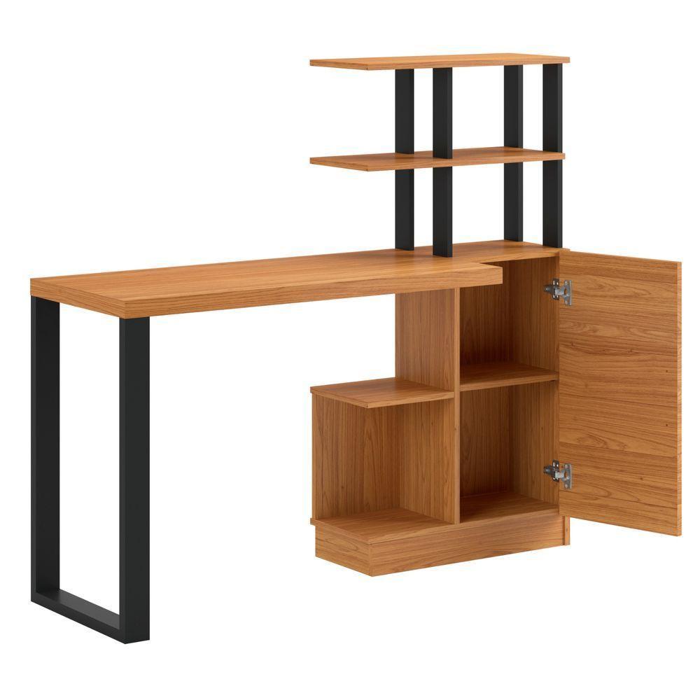 Escrivaninha C/ Balcão Industrial 135 X 44cm - Pradel Freijó/preto Fosco - 2