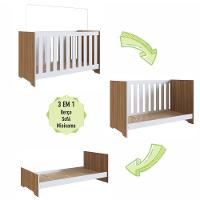 Berço 3 Em 1 Linha Aconchego La003 - Completa Móveis Nogal Manchester/branco