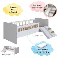 Cama Montessoriana De Solteiro Com Escada E Escorrega Linha Affetto Aft010 - Completa Móveis Branco - 5