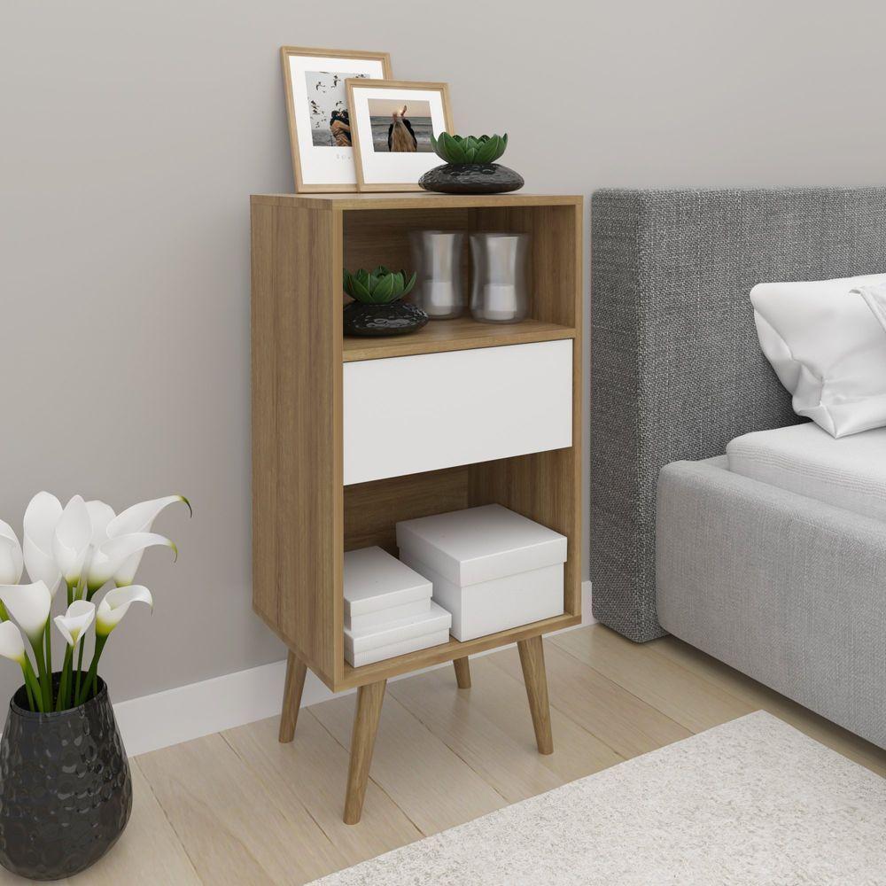 Estante Baixa Com 1 Gaveta Amêndoa/off White - 1