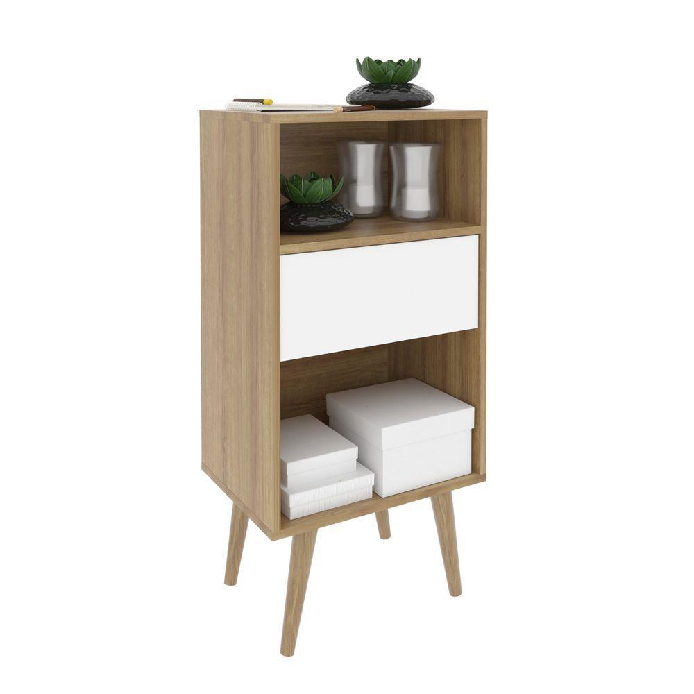 Estante Baixa Com 1 Gaveta Amêndoa/off White - 2