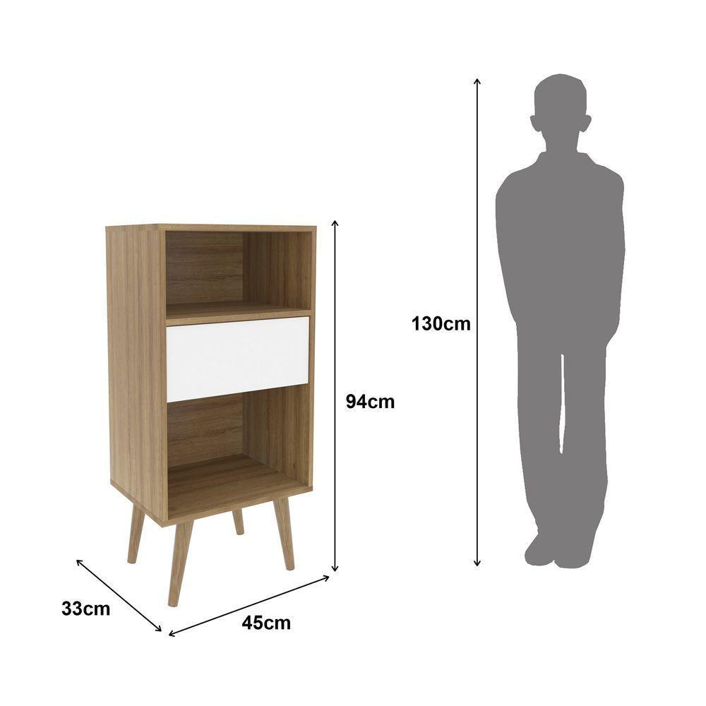 Estante Baixa Com 1 Gaveta Amêndoa/off White - 5