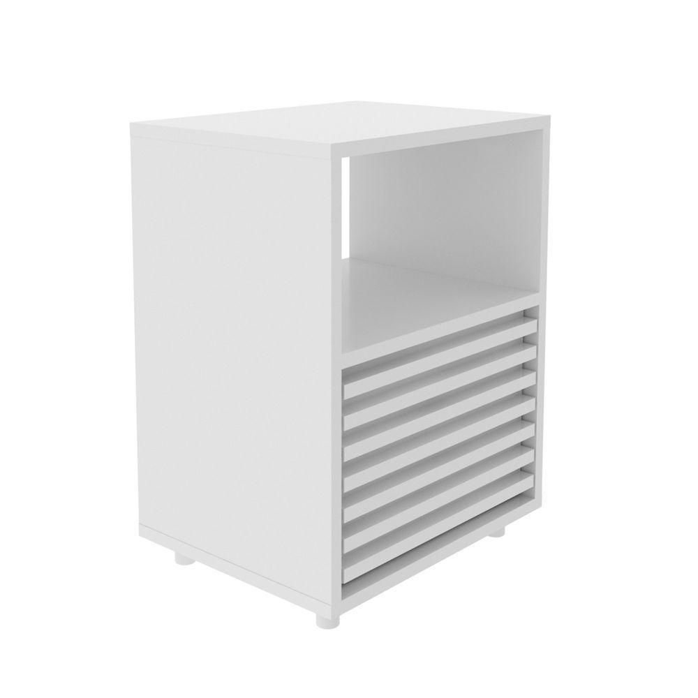 Mesa De Cabeceira Com 1 Gaveta E Detalhe Ripado Branco - 4