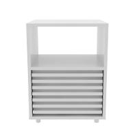 Mesa De Cabeceira Com 1 Gaveta E Detalhe Ripado Branco - 2