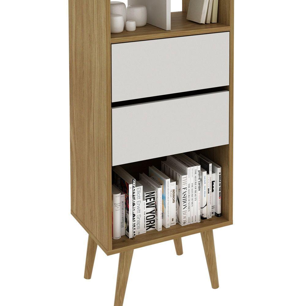 Estante Alta Com 2 Gavetas Amêndoa/off White - 3