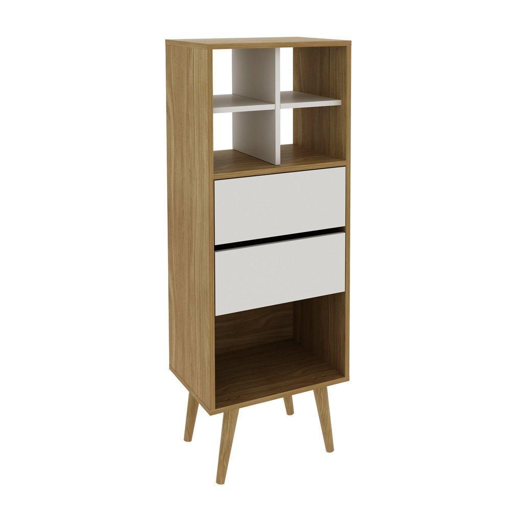 Estante Alta Com 2 Gavetas Amêndoa/off White - 4