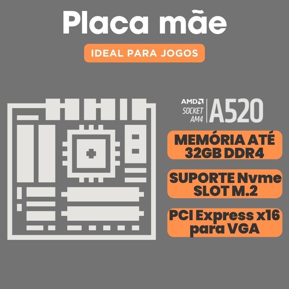 Pc Gamer Skill Winner Amd Ryzen 5 5600g 16GB DDR4 SSD 1TB Gráficos Radeon Vega Monitor 24" Led Kit Gamer GSW-24010 - 3