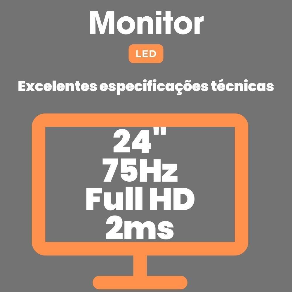 Pc Gamer 3green Winner AMD Ryzen 7 5700g 16GB DDR4 SSD 1TB Gráficos Radeon Vega Monitor 24 - 6