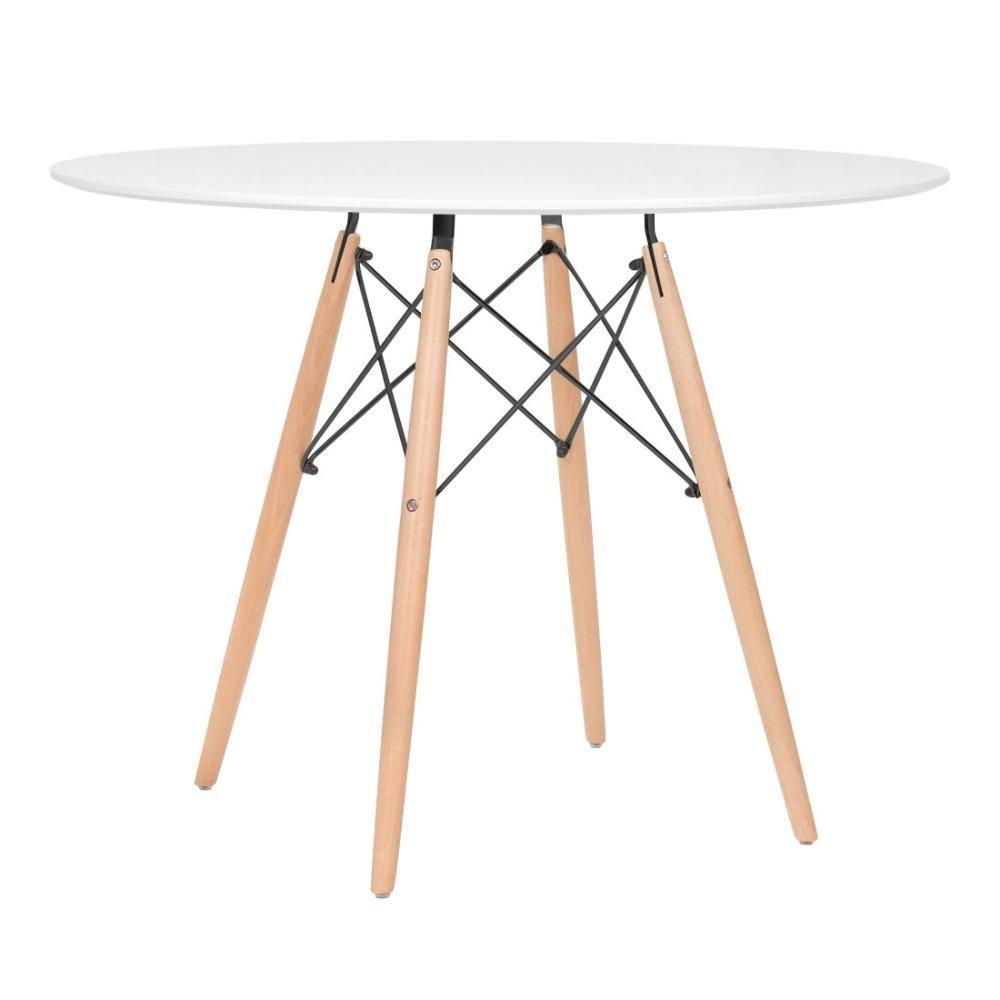 Mesa Redonda Eames 100 Cm Branco + 4 Cadeiras Eiffel Daw Turquesa Turquesa - 7