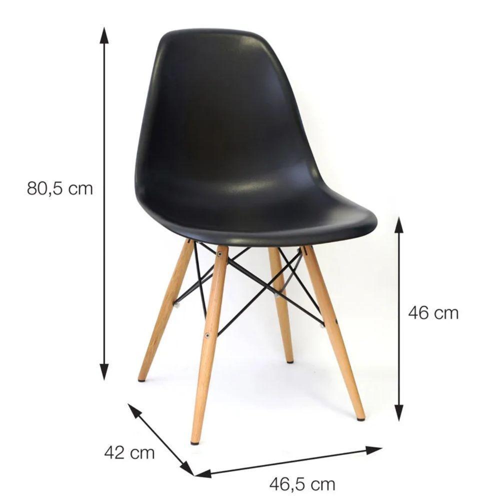Jogo Mesa Jantar Sala Eames Eiffel 80cm Com 4 Cadeiras Eames Eiffel Preta - 5