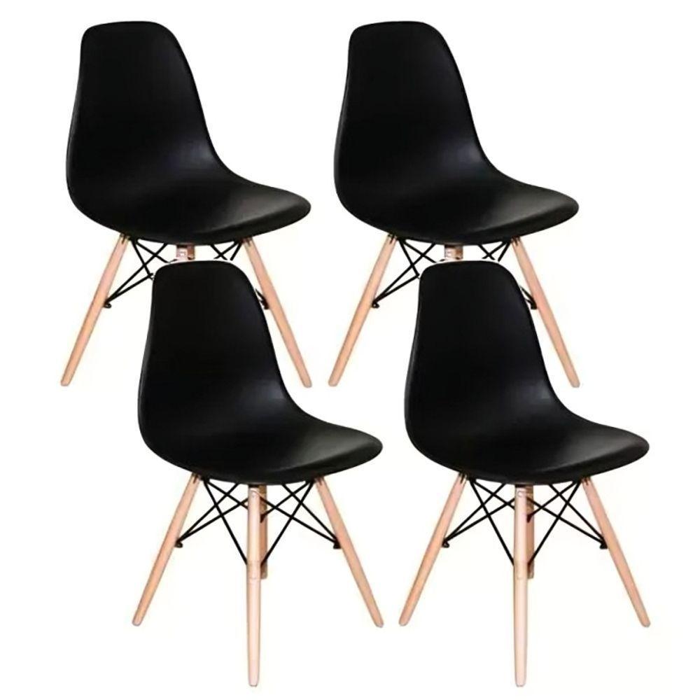 Jogo Mesa Jantar Sala Eames Eiffel 80cm Com 4 Cadeiras Eames Eiffel Preta - 10