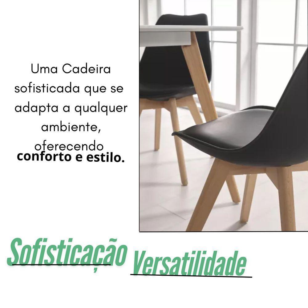 Conjunto Sala De Jantar– Mesa Redonda 90cm + 4 Cadeiras Estofadas Ergonômicas Suportam Até 120kg - 3