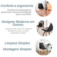 Conjunto Sala De Jantar– Mesa Redonda 90cm + 4 Cadeiras Estofadas Ergonômicas Suportam Até 120kg - 2