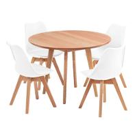 Conjunto Sala De Jantar– Mesa Redonda 90cm + 4 Cadeiras Estofadas Ergonômicas Suportam Até 120kg - 7