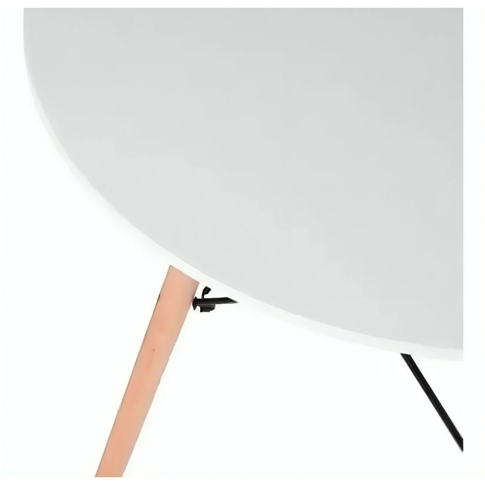 Jogo Mesa Sala Cozinha Jantar Redonda Eiffel 80cm Elegante Branca Mdf Com 4 Cadeiras Charles Eames Pretas - 4