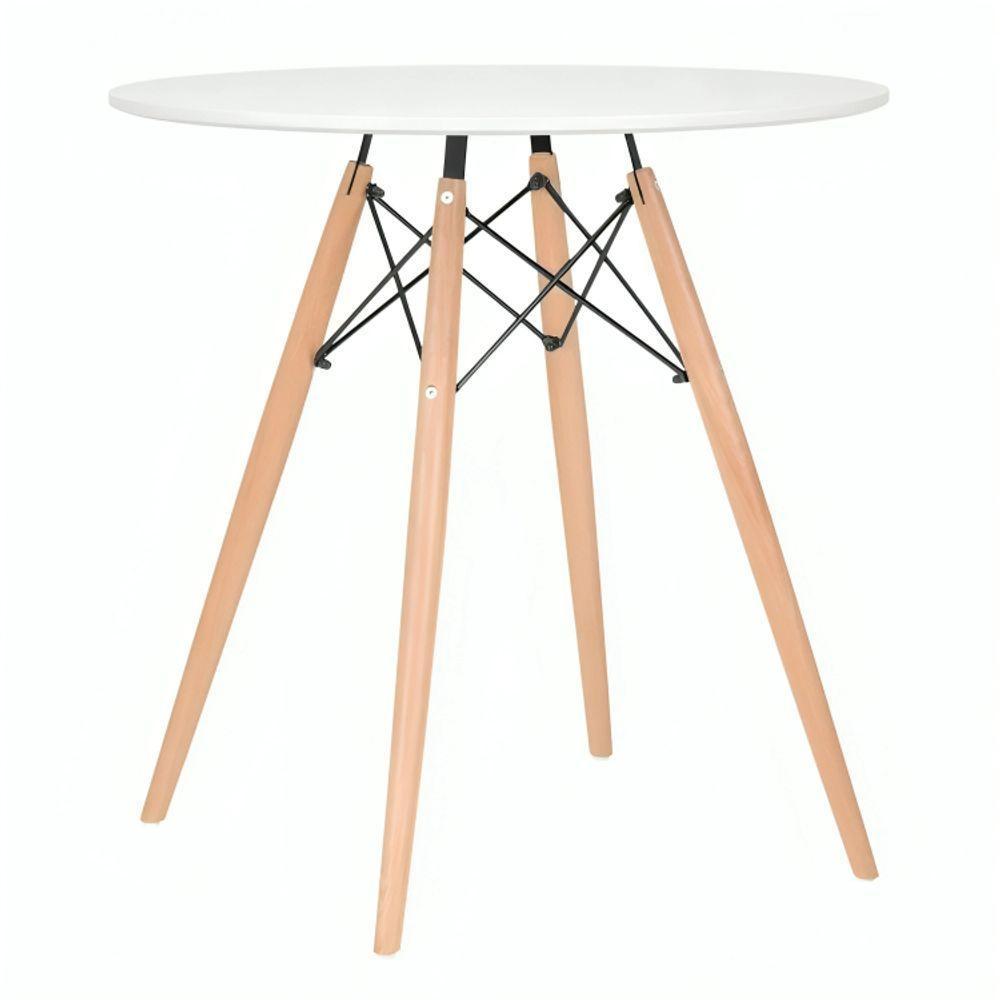 Jogo Mesa Sala Cozinha Jantar Redonda Eiffel 80cm Elegante Branca Mdf Com 4 Cadeiras Charles Eames Pretas - 5