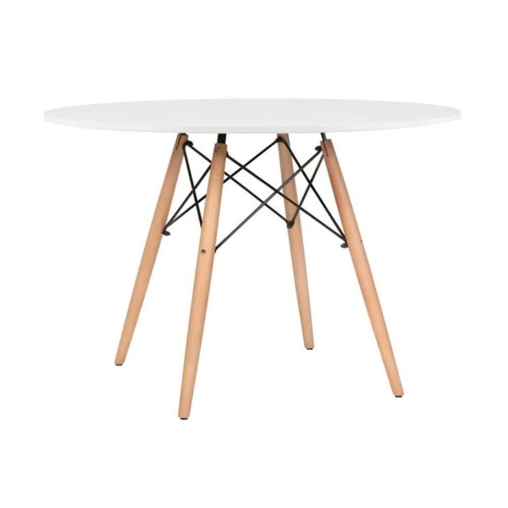 Conjunto De Sala Cozinha Jantar Mesa 120cm Redonda Eiffel Mdf Branco Com 4 Cadeiras Leda Preta - 8