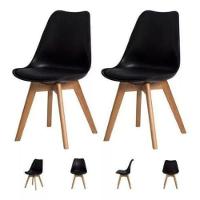 Conjunto De Sala Cozinha Jantar Mesa 120cm Redonda Eiffel Mdf Branco Com 4 Cadeiras Leda Preta